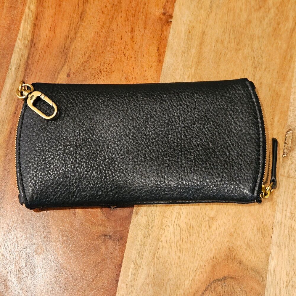 Black Pebble Leather Hobo International Spark Double Eyeglass Case $65 MSRP EUC